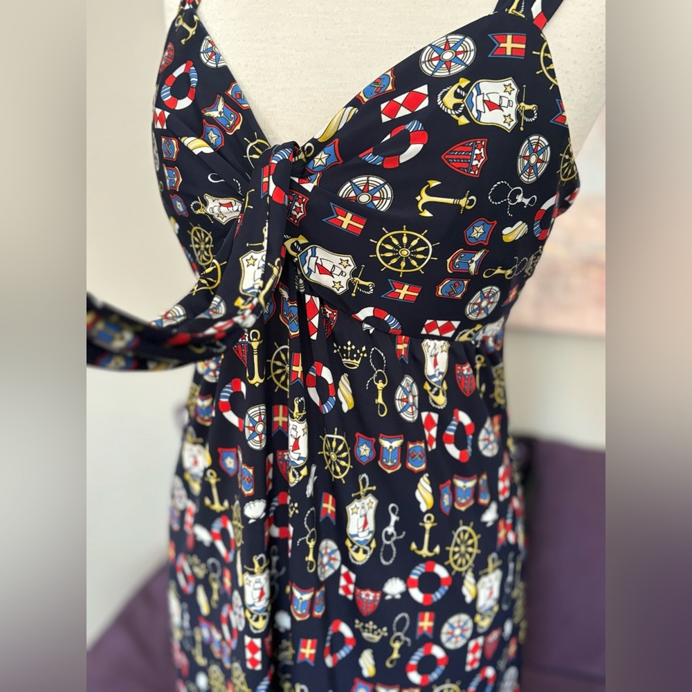 Bianca Nygard Nautical Print Mid Length‎ Summer Dress With Size 16 - Picture 5 of 13
